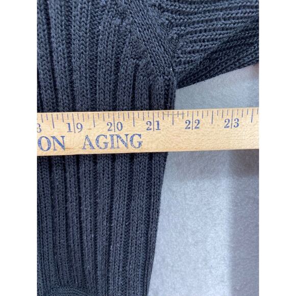 Chicos‎ Cardigan Womens Sz 1 Small Black Open Front Long Sleeve Collar Knit - Picture 7 of 10